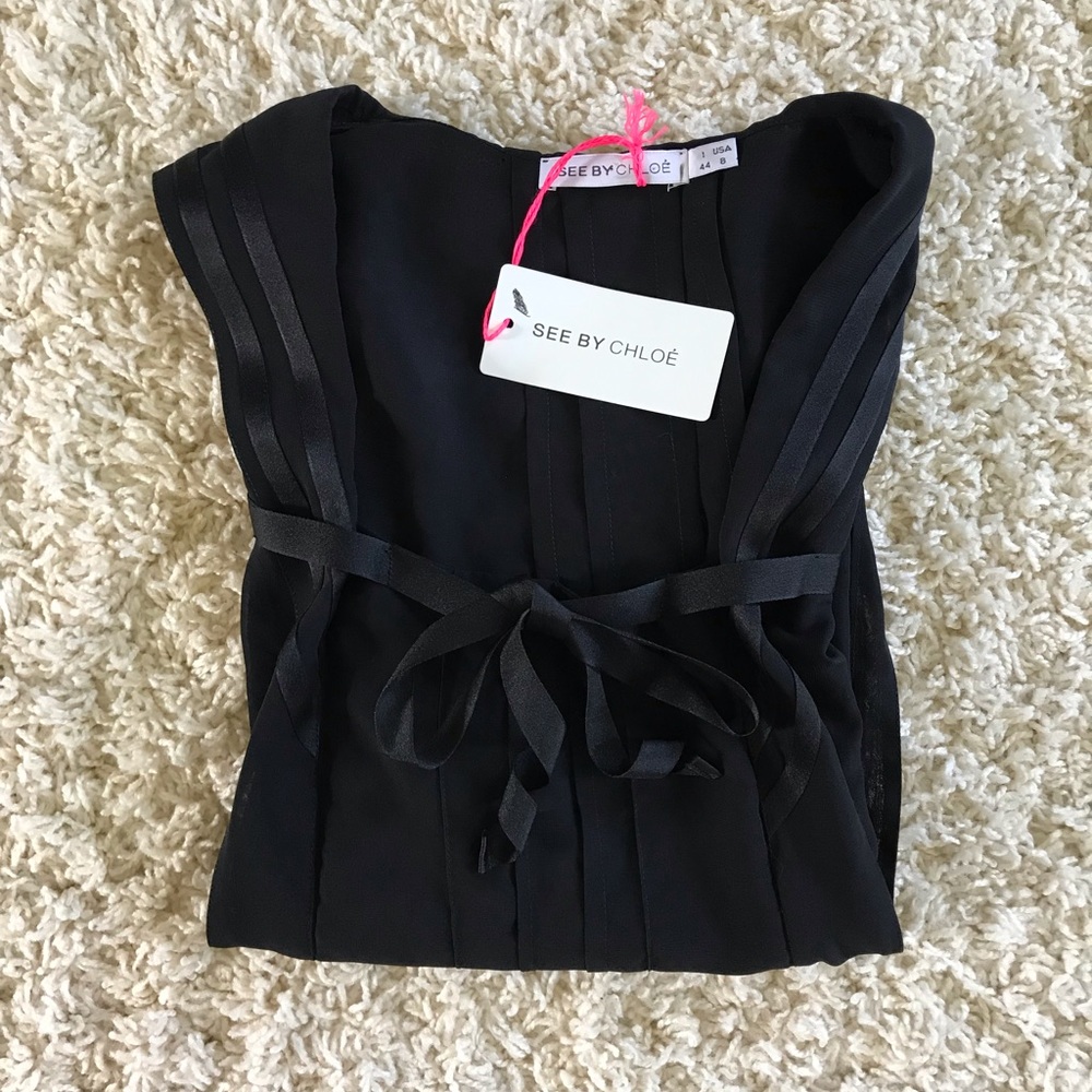 See By Chloe Black Blouse. Size 8 NWT